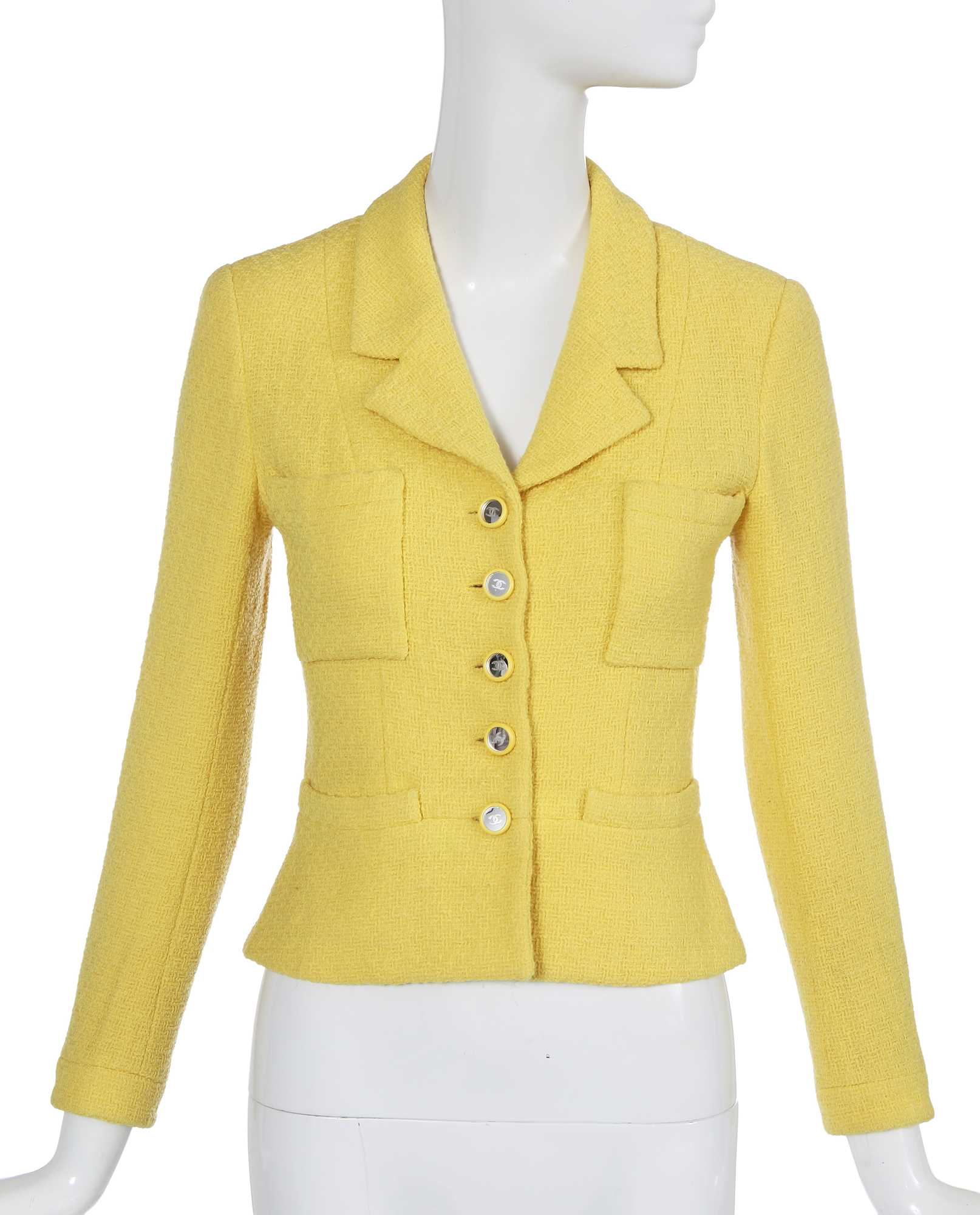 Lot 36 - A Chanel by Karl Lagerfeld yellow tweed jacket, Cruise 1995