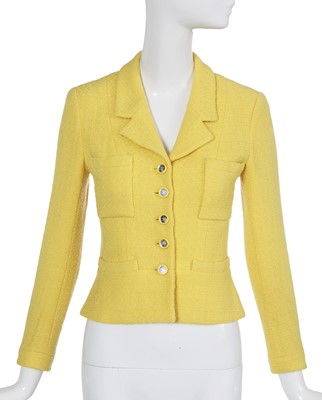 Lot 36 - A Chanel by Karl Lagerfeld yellow tweed jacket, Cruise 1995