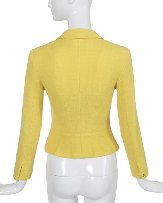 Lot 36 - A Chanel by Karl Lagerfeld yellow tweed jacket, Cruise 1995
