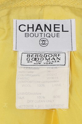 Lot 36 - A Chanel by Karl Lagerfeld yellow tweed jacket, Cruise 1995