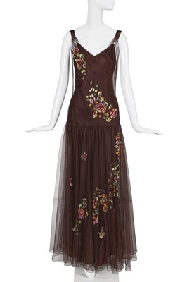 Lot 158 - A Christian Dior by John Galliano embroidered brown tulle evening gown, 'Off Duty Icon' collection, Autumn-Winter 2005-06