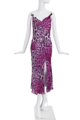 Lot 161 - A Christian Dior by John Galliano purple leopard-print 'gambler' dress, 'Teddy Boys & Poiret' collection, Autumn-Winter 2004-05