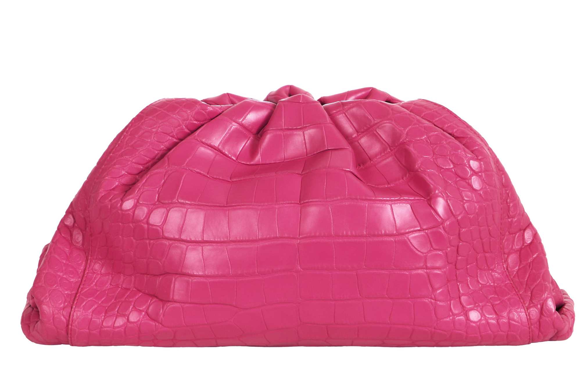 Lot 97 - A Bottega Veneta pink crocodile 'Pouch' clutch, 2019