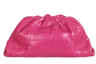 Lot 97 - A Bottega Veneta pink crocodile 'Pouch' clutch, 2019