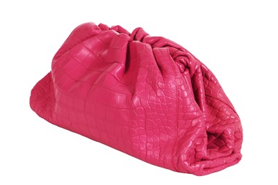 Lot 97 - A Bottega Veneta pink crocodile 'Pouch' clutch, 2019