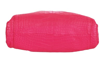 Lot 97 - A Bottega Veneta pink crocodile 'Pouch' clutch, 2019