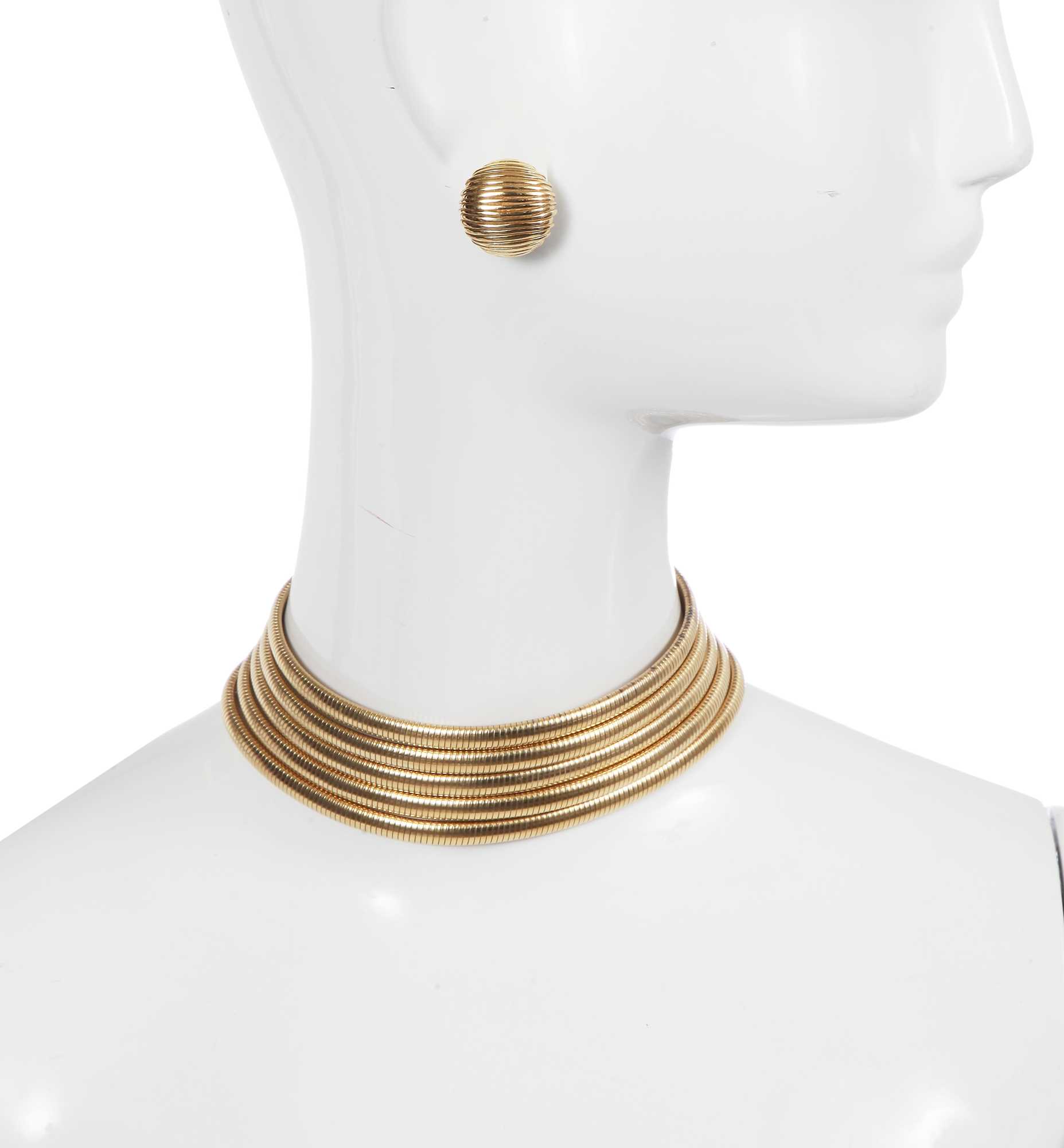 Lot 256 - A Christian Dior by Henkel & Grosse gold tone 'Maasai' demi-parure, 'In a Boudoir Mood' collection, Spring-Summer 1998