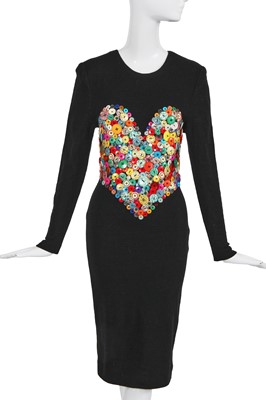 Lot 364 - A Patrick Kelly wool and plastic 'Button Heart' dress, Autumn-Winter 1986-87