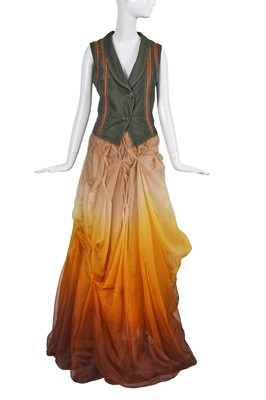 Lot 155 - A Christian Dior by John Galliano denim, leather, and chiffon ensemble, 'Nude' collection, Spring-Summer 2006