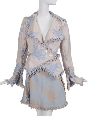 Lot 226 - A Vivienne Westwood cotton damask skirt suit, 'Tied to the Mast' collection, Spring-Summer 1998
