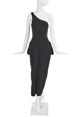 Lot 225 - A Jean Paul Gaultier pinstriped wool-blend dress, 'Europe de I’avenir' collection, Autumn-Winter 1992-93