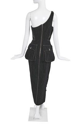 Lot 225 - A Jean Paul Gaultier pinstriped wool-blend dress, 'Europe de I’avenir' collection, Autumn-Winter 1992-93