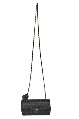 Lot 25 - A Chanel by Karl Lagerfeld black silk mini camellia classic flap shoulder bag, 2003-04