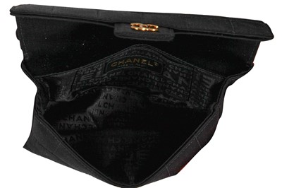 Lot 25 - A Chanel by Karl Lagerfeld black silk mini camellia classic flap shoulder bag, 2003-04