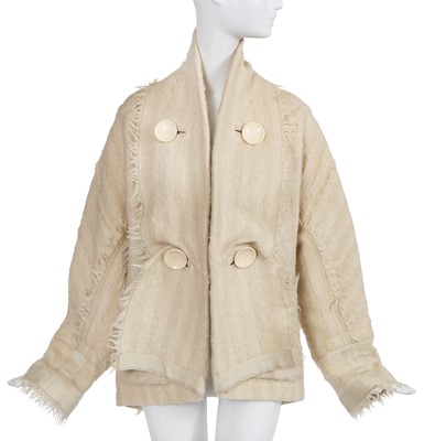 Lot 203 - A rare Issey Miyake meets Lucie Rie cream wool jacket, Autumn-Winter 1989-90