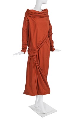 Lot 201 - An Issey Miyake orange polyester dress, Autumn-Winter 1986-87