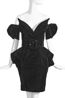 Lot 367 - A Thierry Mugler black velvet 'Vampire' dress, Autumn-Winter 1990-91
