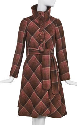 Lot 437 - A Biba orange and brown wool tweed swing coat, circa 1970
