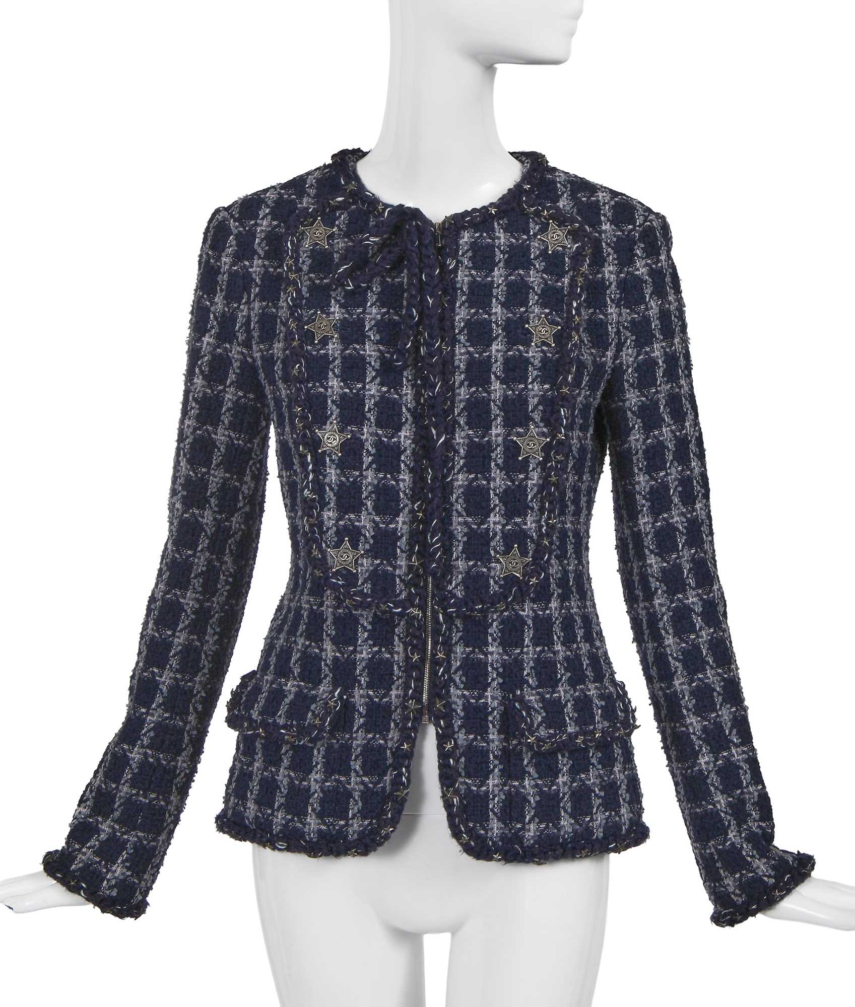 Lot 19 - A Chanel by Karl Lagerfeld blue tweed jacket, 'Paris-Dallas' collection, Métiers d'Art, Pre-Fall 2014