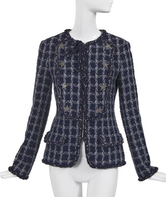 Lot 19 - A Chanel by Karl Lagerfeld blue tweed jacket, 'Paris-Dallas' collection, Métiers d'Art, Pre-Fall 2014