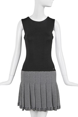 Lot 12 - A Chanel by Karl Lagerfeld black and white cotton-blend jersey dress, circa 2017