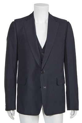 Lot 67 - A Carol Christian Poell men's navy cotton jacket and waistcoat ensemble, 'Dispossessed' collection, Spring-Summer 2005