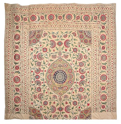 Lot 466 - An Islamic Mughal silk-embroidered cotton...