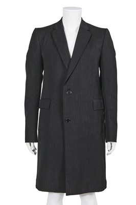 Lot 52 - A Carol Christian Poell men's black pinstriped wool-blend coat, 'B-Sides' collection, Autumn-Winter 2006-07