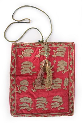 Lot 473 - An embroidered silk bag, Ottoman, 19th century,...