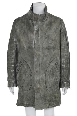 Lot 53 - A Carol Christian Poell men's grey-green garment-dyed leather coat, 'B-Sides' collection, Autumn-Winter 2006-07