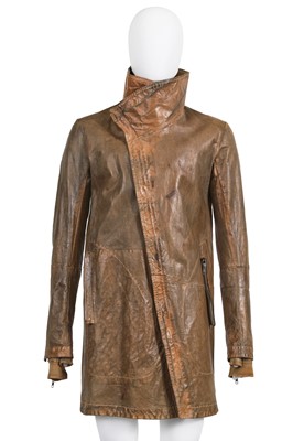 Lot 33 - A Carol Christian Poell men's garment-dyed brown leather coat, probably 'Self-Same' collection, 2009