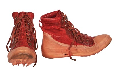 Lot 79 - A pair of Carol Christian Poell men's garment-dyed red 'no seam' drip rubber sneakers, 2000s