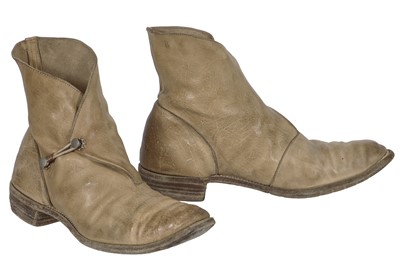 Lot 84 - A pair of Carol Christian Poell men's garment-dyed tan leather folded boots, 2000s