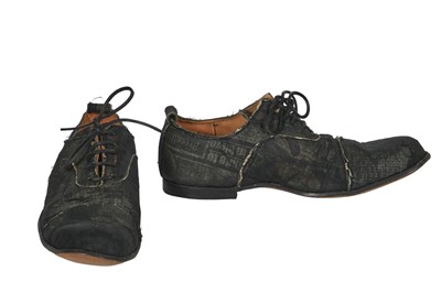 Lot 111 - A rare pair of Paul Harnden men's voile and newspaper-covered leather Derby shoes, 2000s