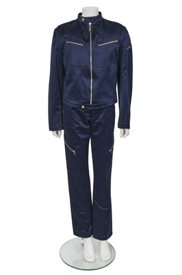 Lot 150 - A Thierry Mugler navy blue cotton suit, mid-late 1990s