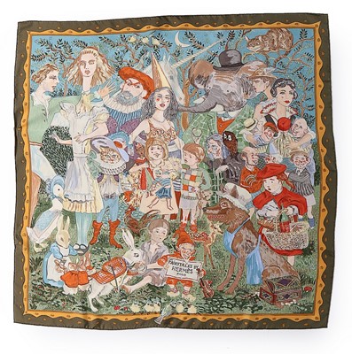 Lot 138 - An Hermès 'Fairytales' silk scarf designed by...