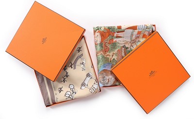 Lot 138 - An Hermès 'Fairytales' silk scarf designed by...