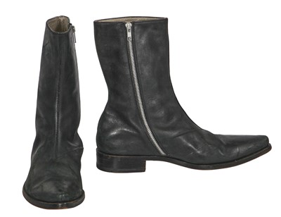 Lot 133 - A pair of Lee McQueen's Carol Christian Poell garment-dyed grey leather boots, 2000s