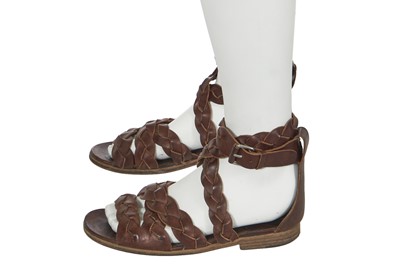 Lot 131 - A pair of Lee McQueen's Balenciaga by Nicolas Ghesquière brown leather gladiator sandals, circa 2007