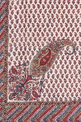 Lot 407 - A printed kalmikari cotton long shawl, Persian,...