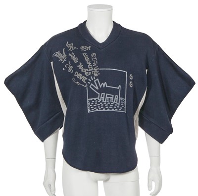 Lot 175 - A Westwood/McLaren blue cotton jersey Keith Haring dog sweater, 'Witches' collection, Autumn-Winter 1983-84