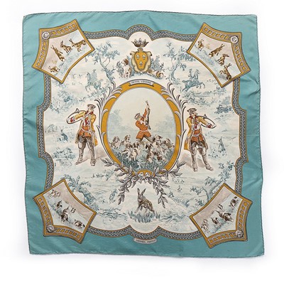 Lot 354 - An Hermès 'Petite Vénerie' silk scarf,...