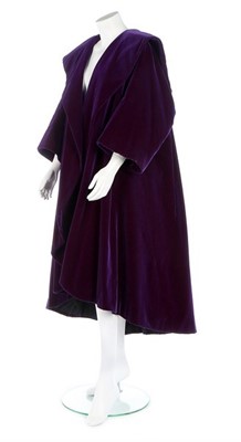 Lot 195 - A fine Balenciaga couture violet velvet tent...