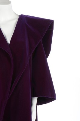 Lot 195 - A fine Balenciaga couture violet velvet tent...
