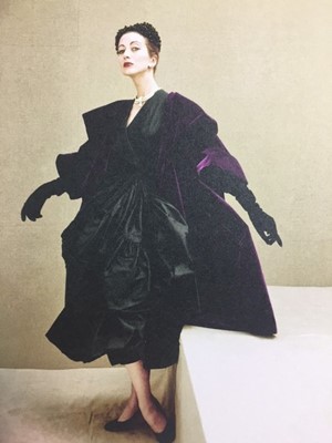 Lot 195 - A fine Balenciaga couture violet velvet tent...