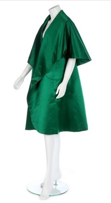 Lot 219 - A Balenciaga reversible emerald green satin...