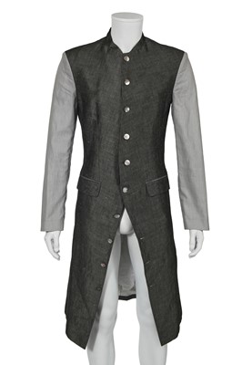 Lot 135 - An Alexander McQueen men's grey rayon-ramie blend coat, 'No. 13' collection, Spring-Summer 1999