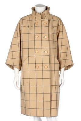 Lot 227 - A fine Balenciaga couture checked wool coat,...