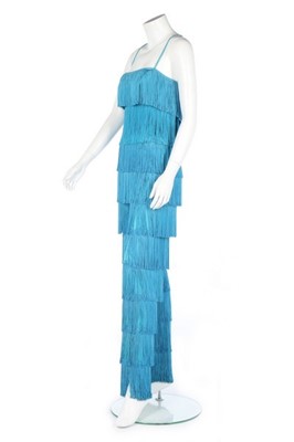 Lot 239 - An Emilio Pucci turquoise fringed 'shimmy'...