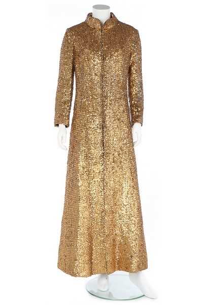 Lot 229 - A Pierre Balmain couture gold sequined coat or...